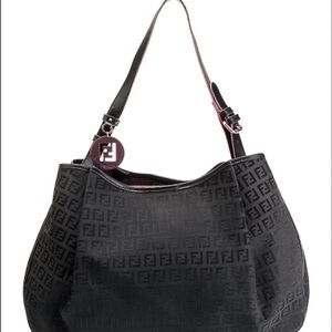 Fendi Black and Purple Zucchino Shoulder Bag